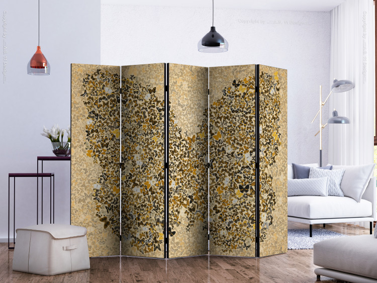 Folding Screen Madame Butterfly II (5-piece) - unique brown mosaic in butterflies 133365 additionalImage 2