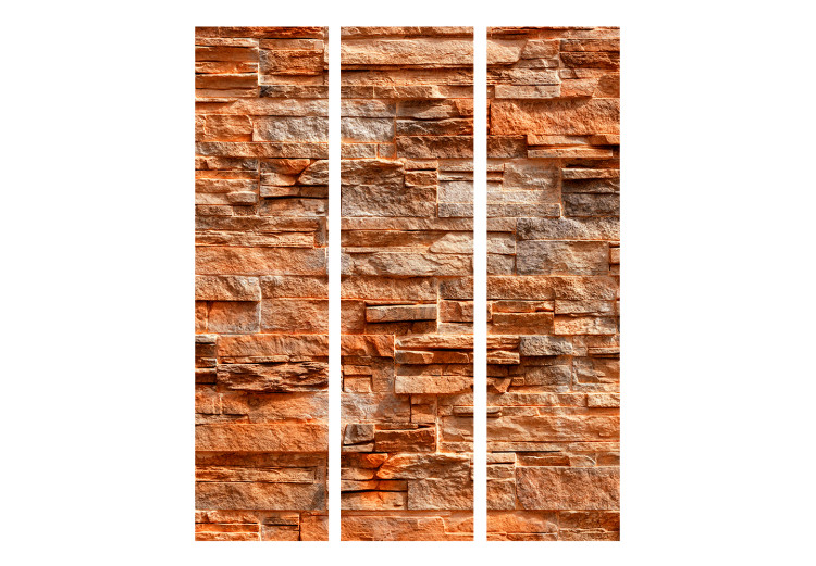 Room Divider Orange Stone (3-piece) - composition with brick texture 133465 additionalImage 3