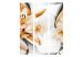Room Separator Lily's Innocence - plant with yellow flowers on a white patterned background 133765 additionalThumb 3