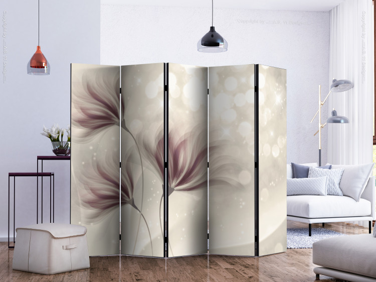 Room Divider Luminous Morning II - abstract flowers with a purple accent 133865 additionalImage 2