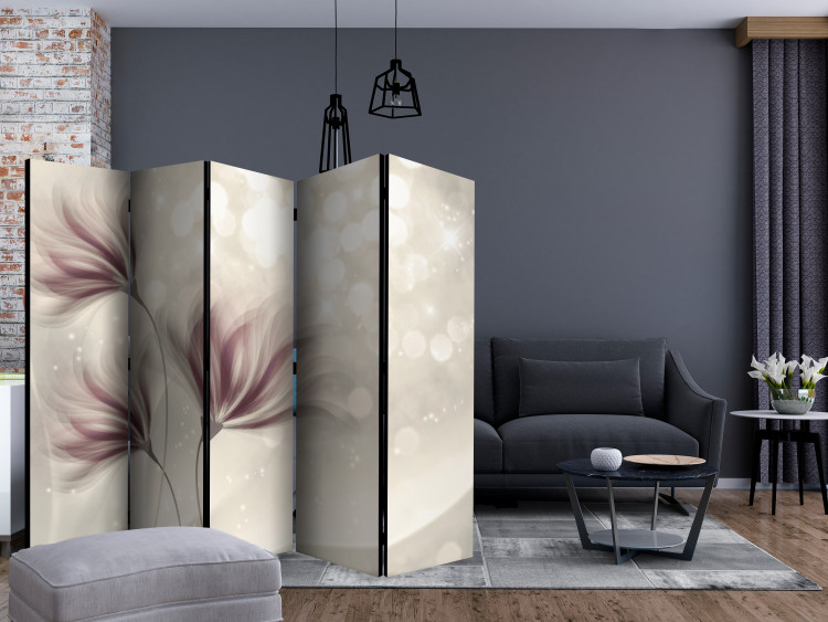 Room Divider Luminous Morning II - abstract flowers with a purple accent 133865 additionalImage 4
