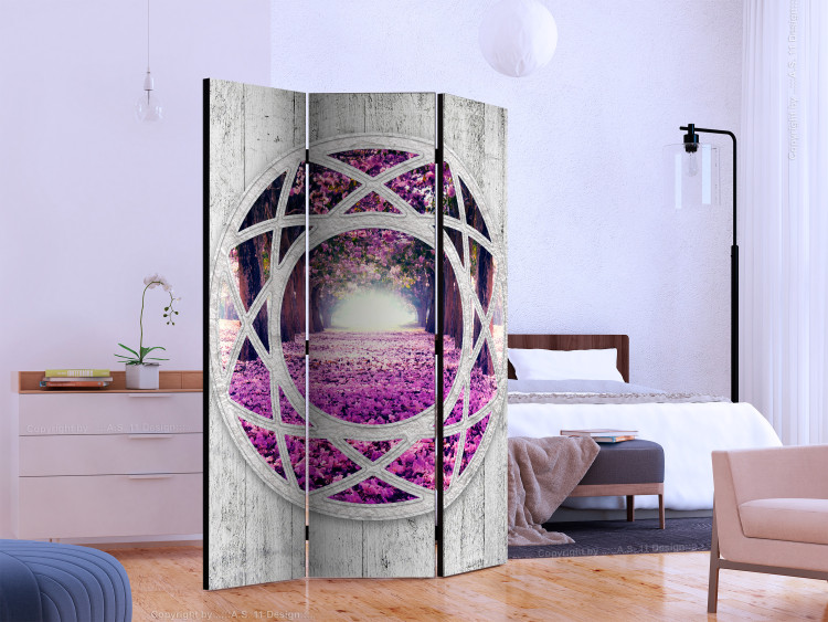 Room Divider Fuchsia Landscape - view from the window of a filleted path and trees in sunlight 134065 additionalImage 2