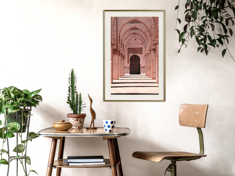 Poster Pink Arcades - composition of brick column architecture in Morocco 134765 additionalImage 22