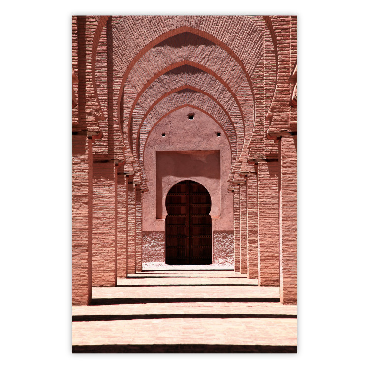 Poster Pink Arcades - composition of brick column architecture in Morocco 134765