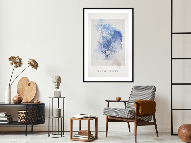 Poster Delicate Flowers - English texts and blue watercolor flowers 135765 additionalImage 13