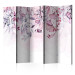 Room Separator Misty Nature - Pink II (5-piece) - Pattern in leaves and plants 136165
