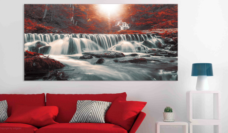 Large canvas print Awesome Waterfall - Red II [Large Format] 136365 additionalImage 3
