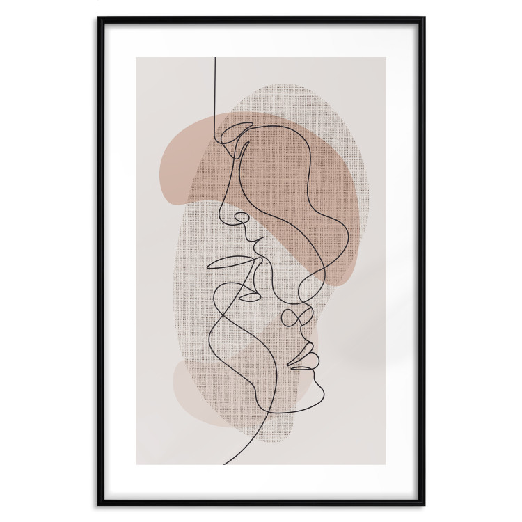 Wall Poster Sensitivity of Lines - lineart of a loving couple in an abstract style background 138765 additionalImage 18