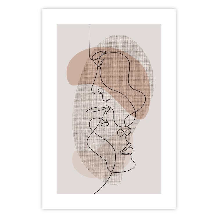 Wall Poster Sensitivity of Lines - lineart of a loving couple in an abstract style background 138765 additionalImage 20