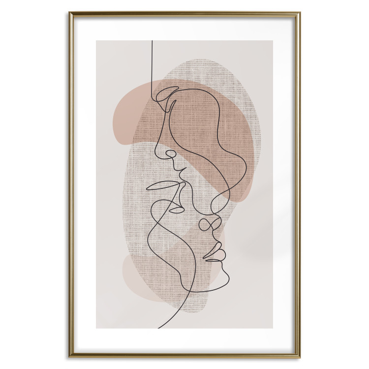 Wall Poster Sensitivity of Lines - lineart of a loving couple in an abstract style background 138765 additionalImage 21
