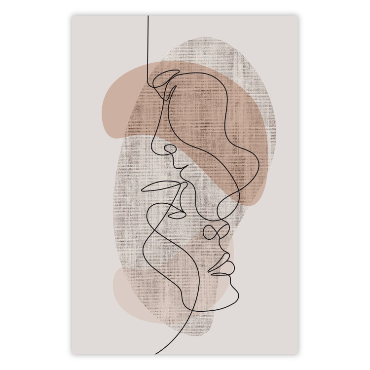 Wall Poster Sensitivity of Lines - lineart of a loving couple in an abstract style background 138765