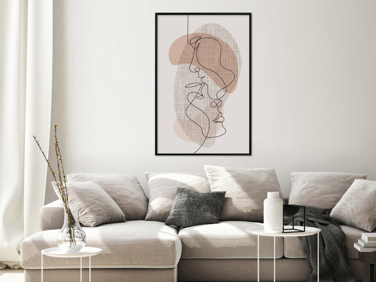 Wall Poster Sensitivity of Lines - lineart of a loving couple in an abstract style background 138765 additionalImage 19