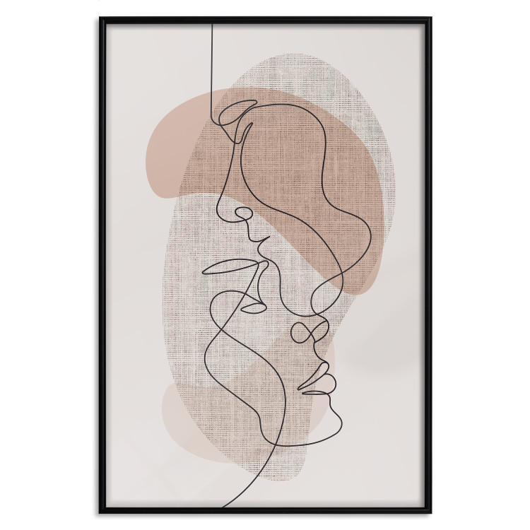 Wall Poster Sensitivity of Lines - lineart of a loving couple in an abstract style background 138765 additionalImage 22