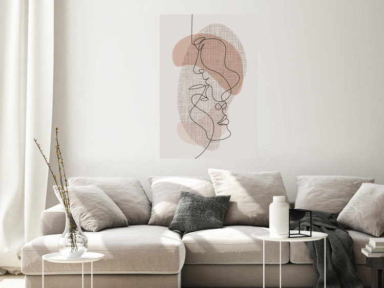 Wall Poster Sensitivity of Lines - lineart of a loving couple in an abstract style background 138765 additionalImage 7