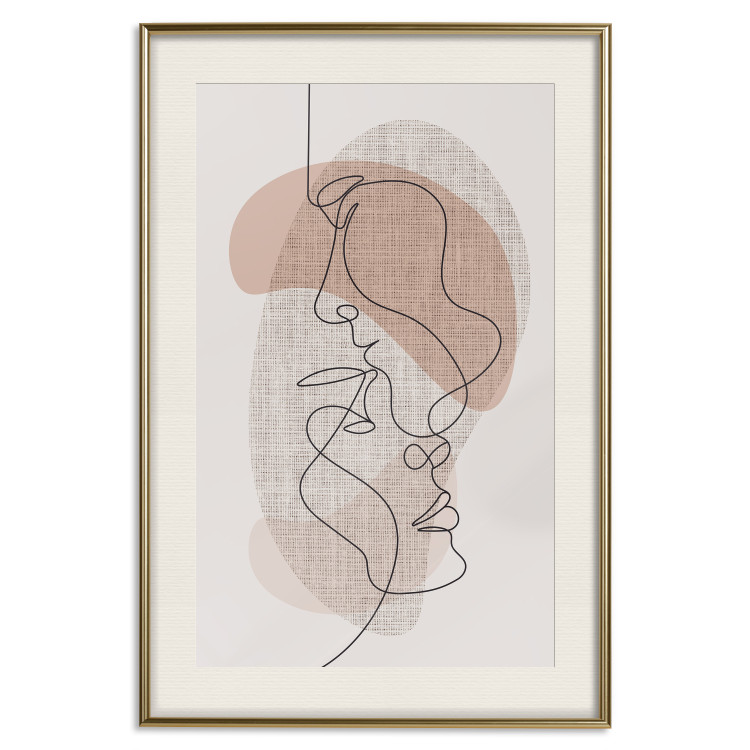 Wall Poster Sensitivity of Lines - lineart of a loving couple in an abstract style background 138765 additionalImage 27