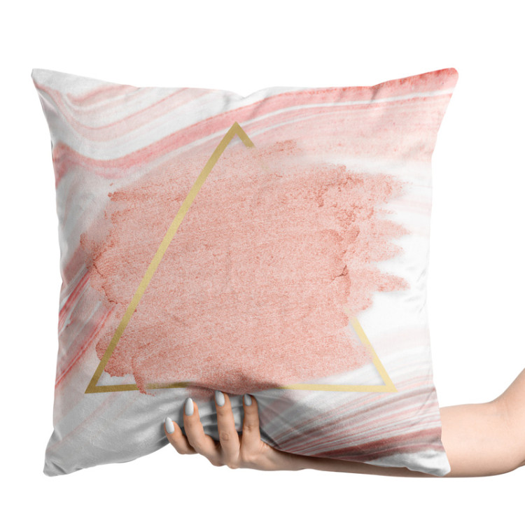Decorative Velor Pillow Pearl planet - an abstract composition on a background of pink streaks 147065 additionalImage 2