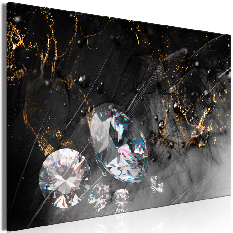 Canvas Art Print Abstraction with Diamonds (1-piece) - crystals on a black-gold background 148965 additionalImage 2