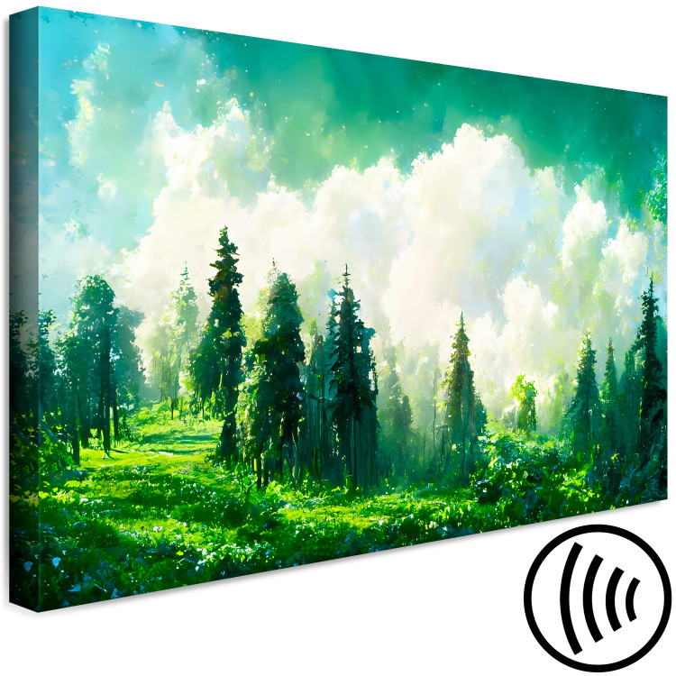 Canvas Art Print Mountain Landscape - Trees on a Mountain Slope Painted With Watercolor 149865 additionalImage 6