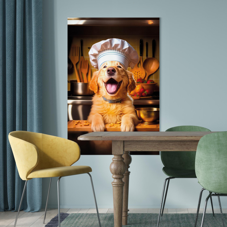 Canvas Art Print AI Golden Retriever Dog - Cheerful Animal in the Role of a Cook - Vertical 150265 additionalImage 9
