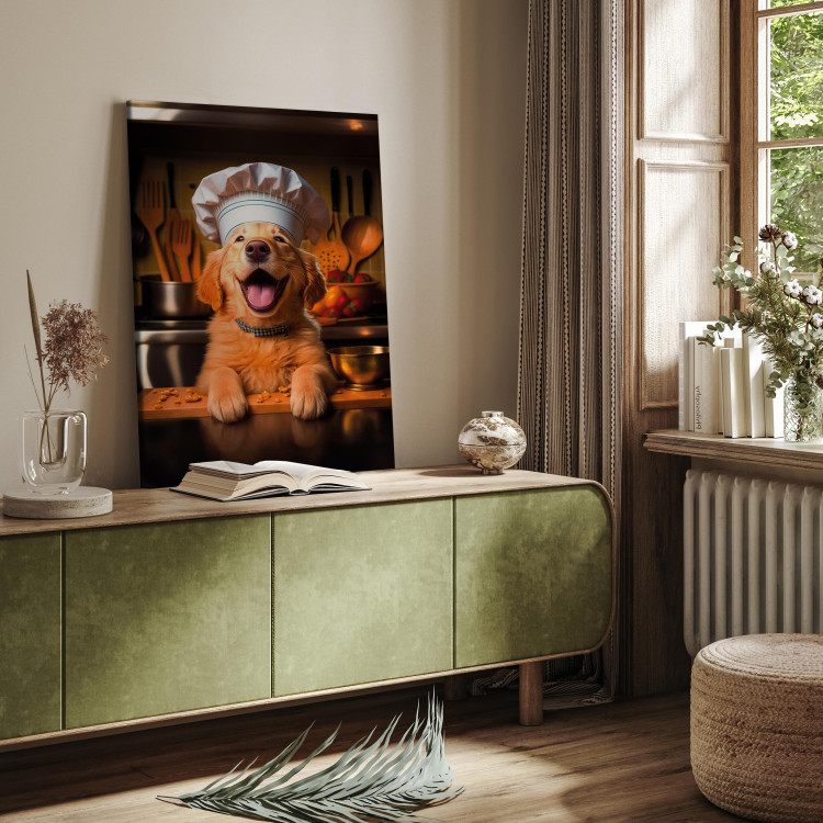Canvas Art Print AI Golden Retriever Dog - Cheerful Animal in the Role of a Cook - Vertical 150265 additionalImage 11