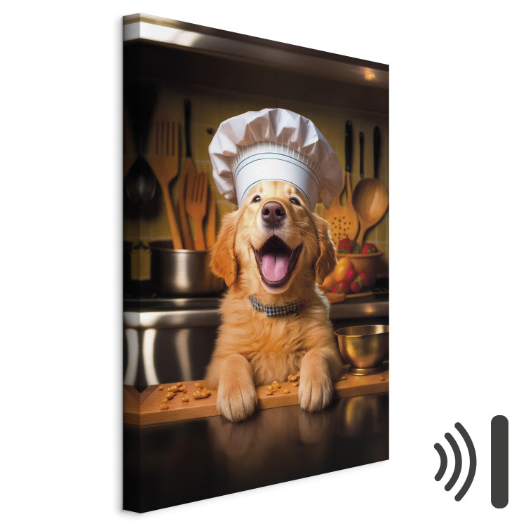Canvas Art Print AI Golden Retriever Dog - Cheerful Animal in the Role of a Cook - Vertical 150265 additionalImage 8