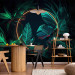 Wall Mural Jungle Light - Tropical Leaves With Neon Golden Circle 150665 additionalThumb 6