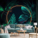 Wall Mural Jungle Light - Tropical Leaves With Neon Golden Circle 150665