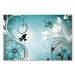 Large canvas print Turquoise Dream - Flowers and Leaves on a Blue Background Full of Sparkle [Large Format] 151265