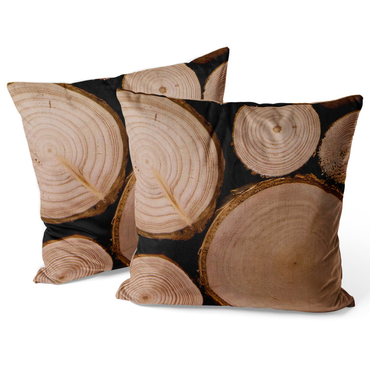 Decorative Velor Pillow Cross-Section of a Tree - Rustic Composition With Tree Rings 151365 additionalImage 3