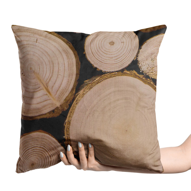 Decorative Velor Pillow Cross-Section of a Tree - Rustic Composition With Tree Rings 151365 additionalImage 2