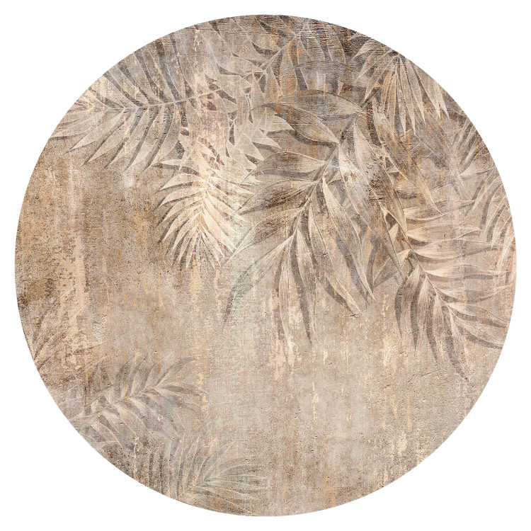 Round wallpaper Sketch of Palm Leaves - Brown Composition With Delicate Vegetation 151465 additionalImage 1
