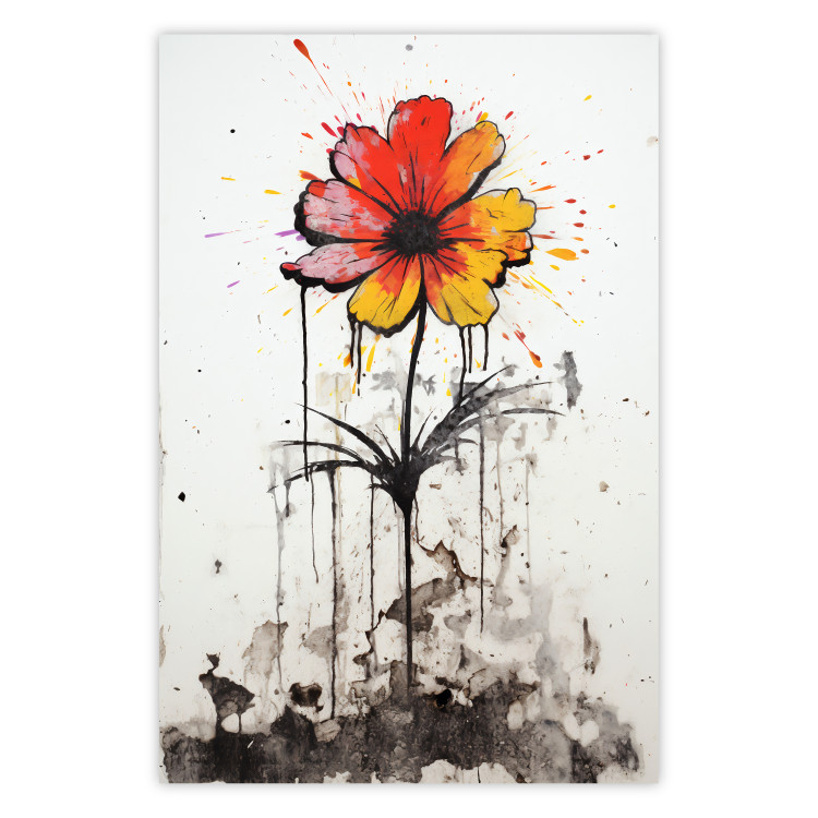 Wall Poster Graffiti Flower - Colorful Composition on the Wall in Banksy Style 151765
