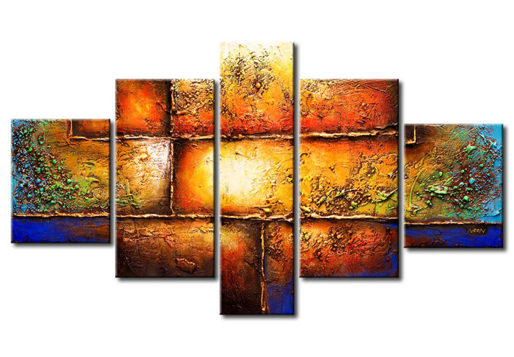 Canvas Print Radiance (5-piece) - blue-orange abstraction with light 47465