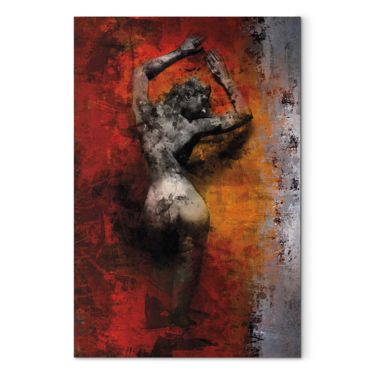 Canvas Art Print Sensuality (1-piece) - Gray Sculpture of a Woman in an Erotic Act 93165