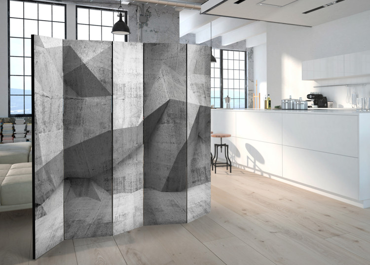 Room Divider Concrete Geometry II - abstract space of concrete in a 3D motif 95365 additionalImage 2