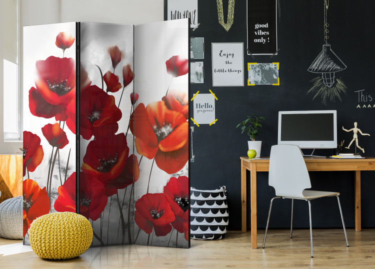 Room Divider Screen Poppies in Moonlight - red poppy flowers on a background of white light 95665 additionalImage 4