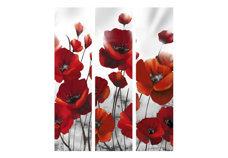 Room Divider Screen Poppies in Moonlight - red poppy flowers on a background of white light 95665 additionalImage 3