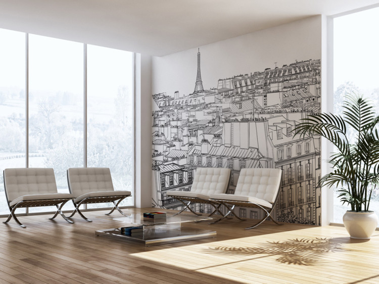 Wall Mural Sketch of urban architecture - landscape of French Paris from a bird's eye view 97565