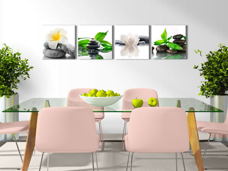 Canvas Print Water Flowers - White Lilies with Decorative Stones on White Background 98165 additionalImage 3