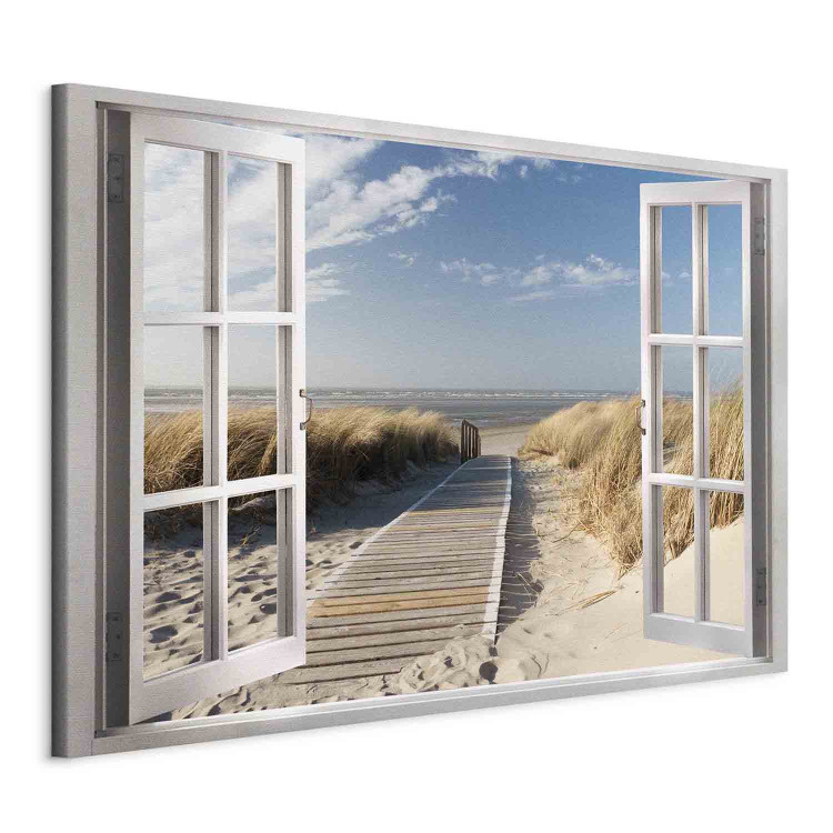 Canvas Art Print Window: View of the Beach 105175 additionalImage 2