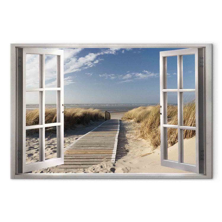 Canvas Art Print Window: View of the Beach 105175