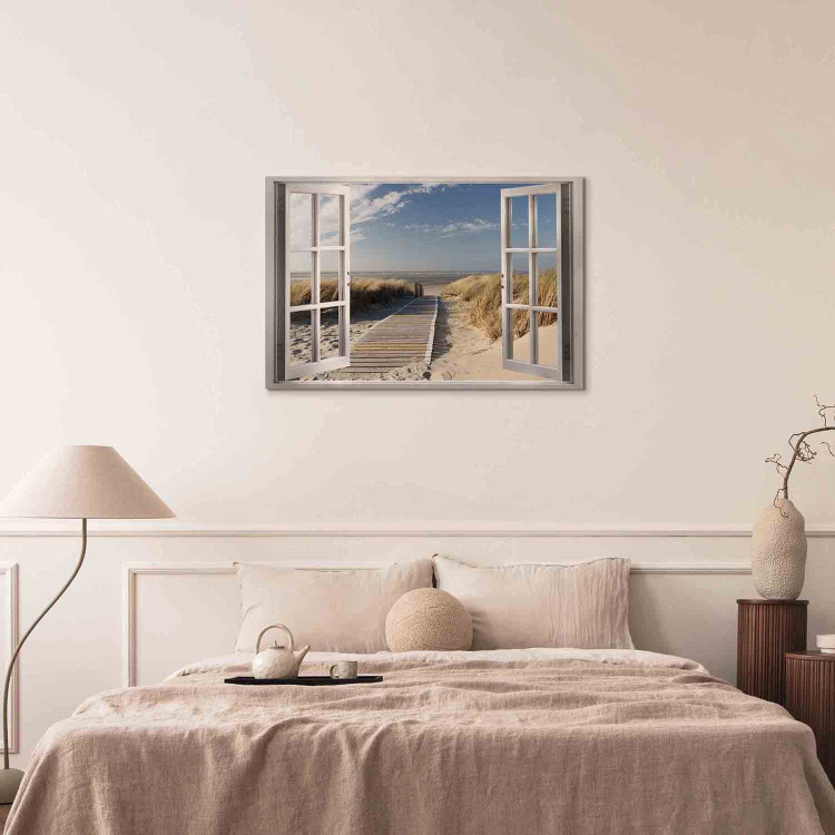 Canvas Art Print Window: View of the Beach 105175 additionalImage 4