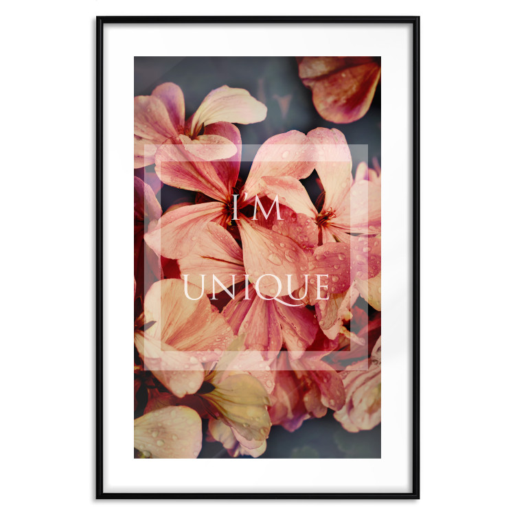 Poster I'm unique - English text on a background of colorful flower petals 114375 additionalImage 15