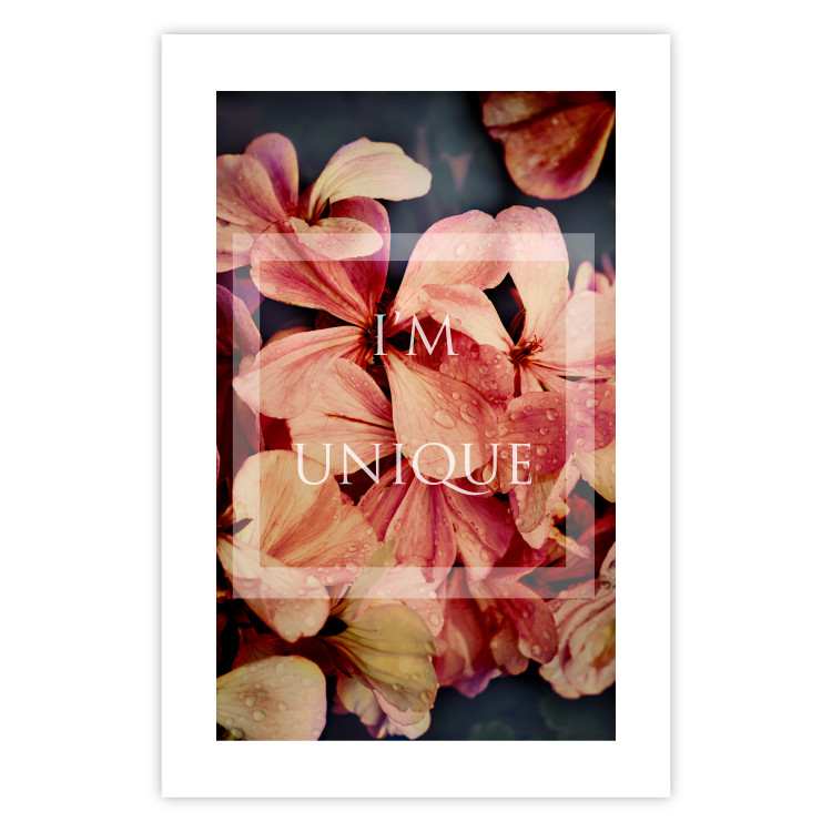Poster I'm unique - English text on a background of colorful flower petals 114375 additionalImage 19