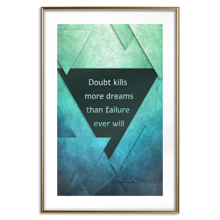 Wall Poster Believe in Dreams - motivational English quote on a background of triangles 114575 additionalImage 16