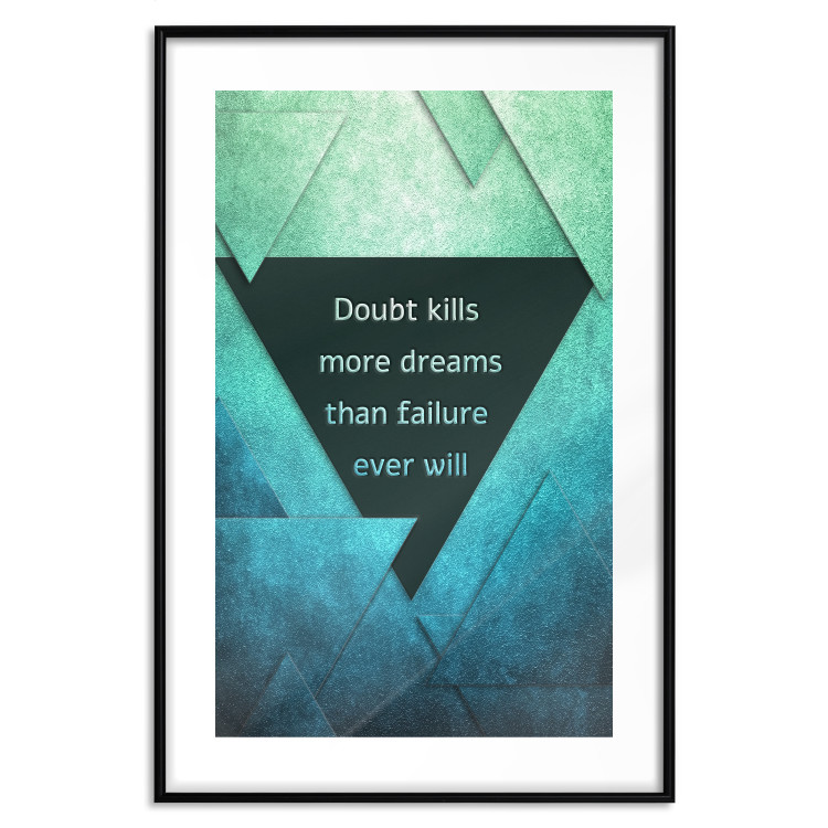 Wall Poster Believe in Dreams - motivational English quote on a background of triangles 114575 additionalImage 17