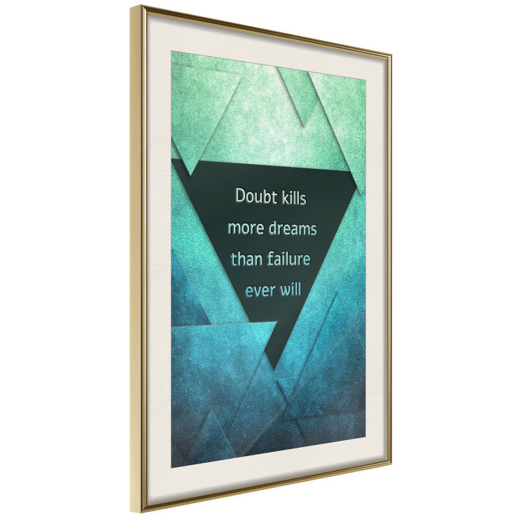 Wall Poster Believe in Dreams - motivational English quote on a background of triangles 114575 additionalImage 2