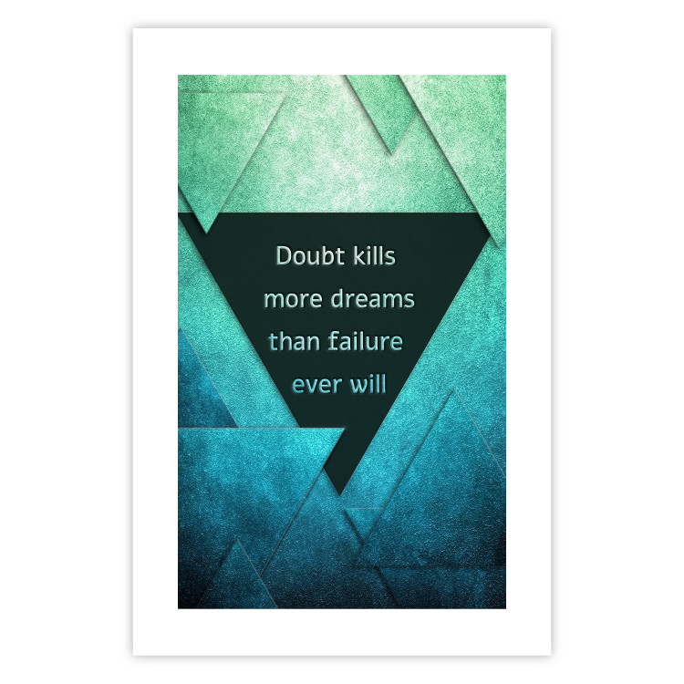 Wall Poster Believe in Dreams - motivational English quote on a background of triangles 114575 additionalImage 25
