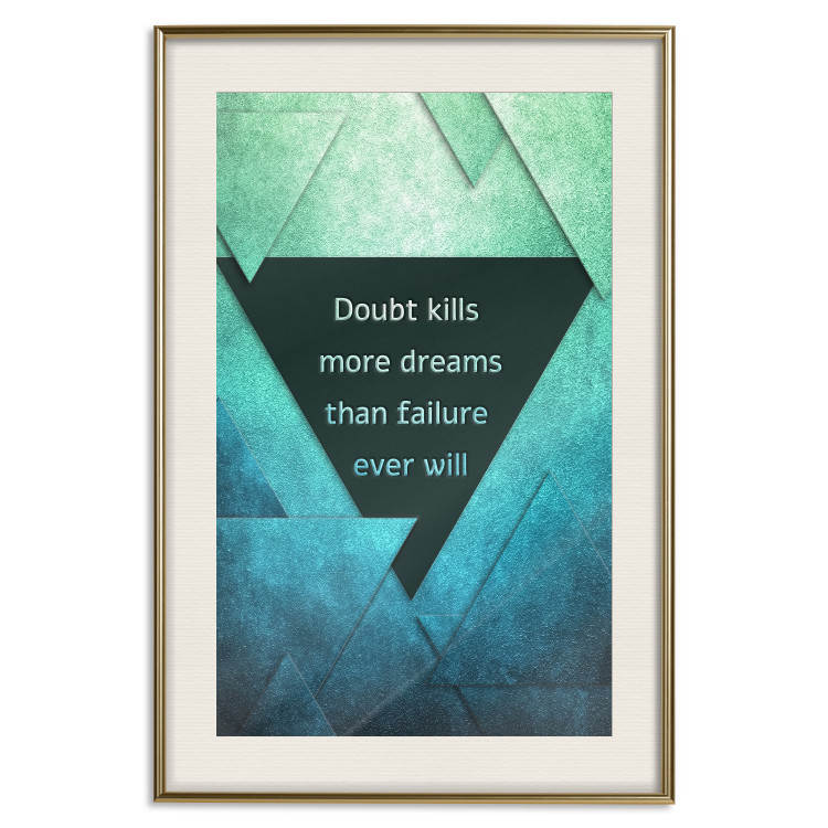 Wall Poster Believe in Dreams - motivational English quote on a background of triangles 114575 additionalImage 19