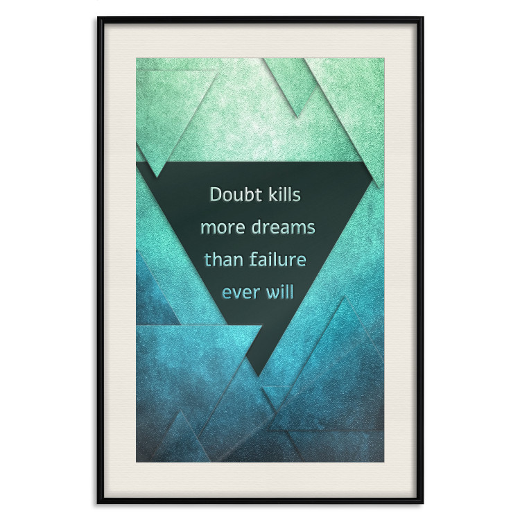 Wall Poster Believe in Dreams - motivational English quote on a background of triangles 114575 additionalImage 18